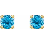 14K Yellow Gold Natural Swiss Blue Topaz Earrings