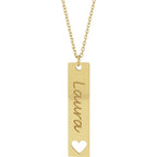 14K Yellow Gold Engravable Bar 16-18" Necklace
