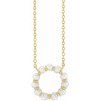 14K Yellow Gold Cultured White Freshwater Pearl Circle 18" Necklace