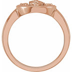 14K Rose Gold Oval White Enamel Miraculous Medal Ring
