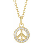 14K Yellow Gold .08 CTW Natural Diamond Peace 16-18" Necklace