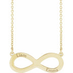14K Yellow Gold Engravable Infinity Family 18" Necklace