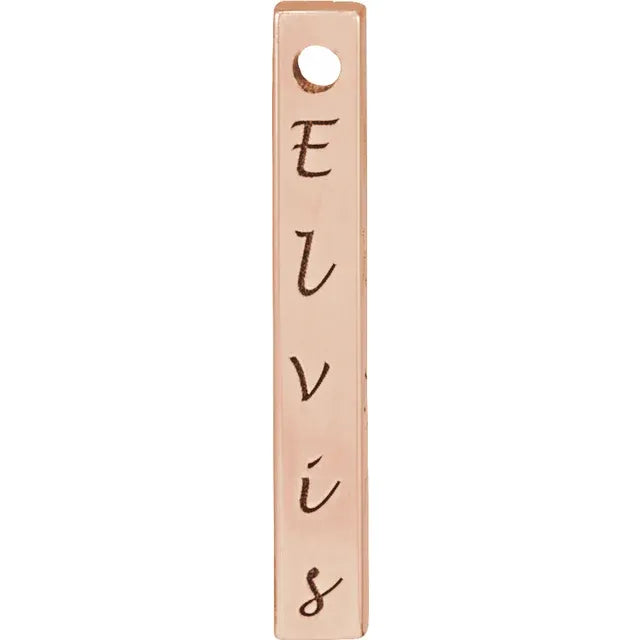 14K Rose Gold Engravable Four-Sided Vertical Bar Pendant