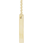 14K Yellow Gold Engravable Four-Sided Vertical Bar 16-18" Necklace