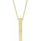 14K Yellow Gold Engravable Four-Sided Vertical Bar 16-18" Necklace