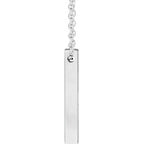 14K White Gold Engravable Four-Sided Vertical Bar 16-18" Necklace