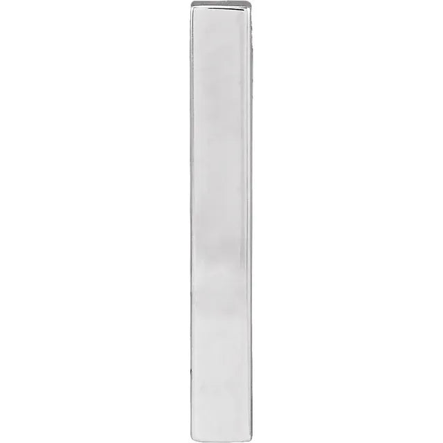 14K White Gold Engravable Four-Sided Vertical Bar Pendant
