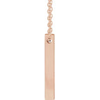 14K Rose Gold Engravable Four-Sided Vertical Bar 16-18" Necklace
