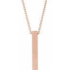 14K Rose Gold Engravable Four-Sided Vertical Bar 16-18" Necklace