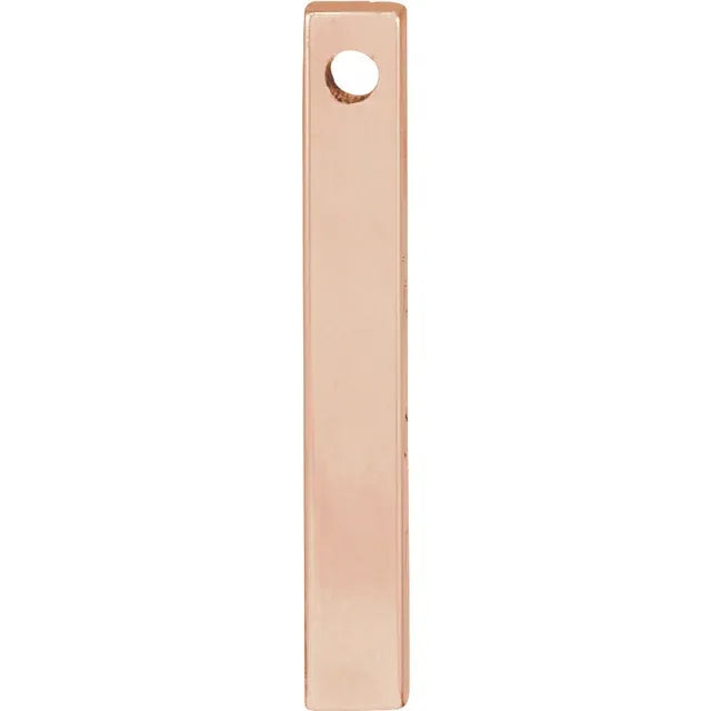 14K Rose Gold Engravable Four-Sided Vertical Bar Pendant