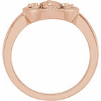 14K Rose Gold Oval Black Enamel Miraculous Medal Ring