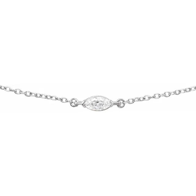 14K White Gold 1/4 CT Lab-Grown Diamond 16-18" Necklace