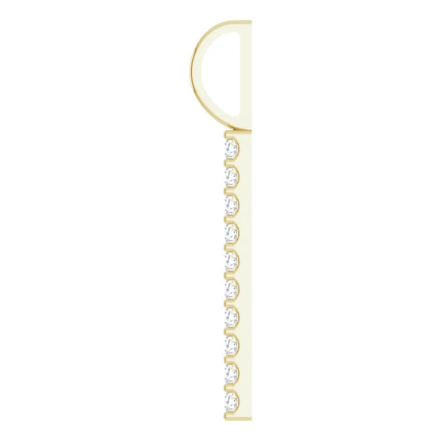 14K Yellow Gold1/6 CTW Natural Diamond Vertical Bar Charm/Pendant