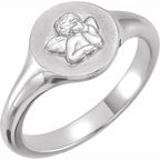 14K White Gold Cherub Angel Pinky Ring