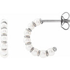 14K White Gold Cultured Freshwater Pearl Hoop Earrings
