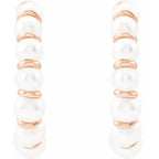 14K Rose Gold Cultured Freshwater Pearl Hoop Earrings