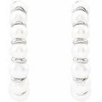 14K White Gold Cultured Freshwater Pearl Hoop Earrings
