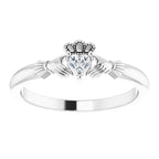 14K White Gold Stuller Lab-Grown Moissanite™ Claddagh Ring