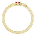 14K Yellow Gold Natural Mozambique Garnet Claddagh Ring