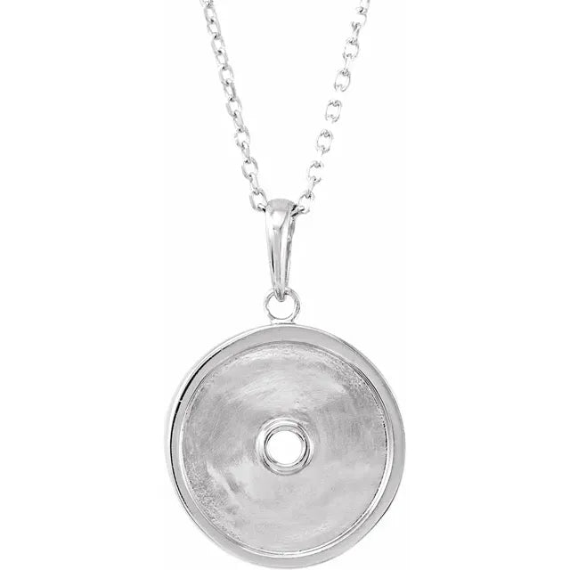 14K White Gold Natural Aquamarine & 1/4 CTW Natural Diamond Disc 16-18" Necklace