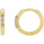 14K Yellow Gold Round 3-Stone Family Hoop Earring Mounting