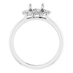 14K White Gold Oval .06 CTW Natural Diamond Semi-Set Floral-Inspired Halo-Style Engagement Ring