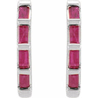 14K White Gold Natural Ruby Huggie Earrings