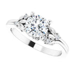 14K White Gold 6.5 mm Round .06 CTW Natural Diamond Semi-Set Engagement Ring