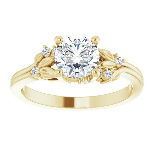 14K Yellow Gold 6.5 mm Round .06 CTW Natural Diamond Semi-Set Engagement Ring