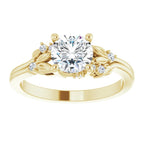 14K Yellow Gold 6.5 mm Round .06 CTW Natural Diamond Semi-Set Engagement Ring