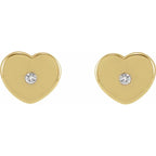 14K Yellow Gold .01 CTW Natural Diamond Youth Heart Earrings