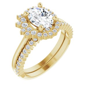14K Yellow Gold Oval 1/5 CTW Natural Diamond Semi-Set Halo-Style Engagement Ring