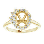 14K Yellow Gold Oval 1/5 CTW Natural Diamond Semi-Set Halo-Style Engagement Ring