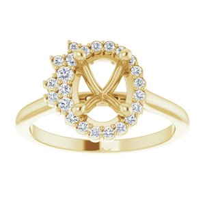 14K Yellow Gold Oval 1/5 CTW Natural Diamond Semi-Set Halo-Style Engagement Ring