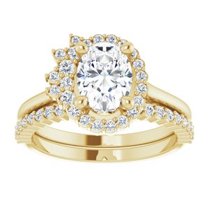 14K Yellow Gold Oval 1/5 CTW Natural Diamond Semi-Set Halo-Style Engagement Ring
