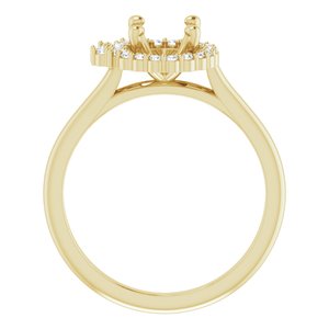 14K Yellow Gold Oval 1/5 CTW Natural Diamond Semi-Set Halo-Style Engagement Ring