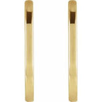14K Yellow Gold Elongated Oval Huggie Hoop Earrings