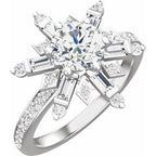 14K White Gold Round 1/2 CTW Natural Diamond Semi-Set Engagement Ring
