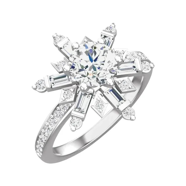 14K White Gold 5.8 mm Round 1/2 CTW Natural Diamond Semi-Set Engagement Ring