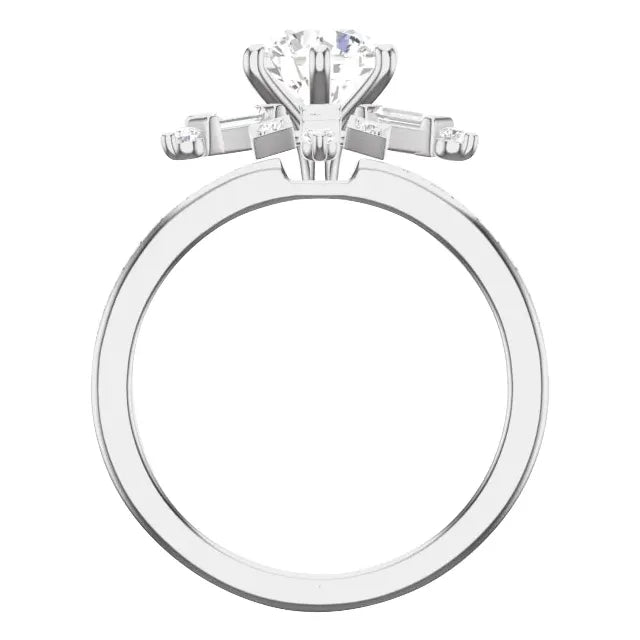 14K White Gold 5.8 mm Round 1/2 CTW Natural Diamond Semi-Set Engagement Ring