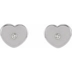 14K White Gold .01 CTW Natural Diamond Youth Heart Earrings