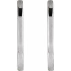 14K White Gold Elongated Oval Huggie Hoop Earrings