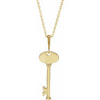 14K Yellow Gold Engravable Key 16-18" Necklace