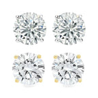 DiamondX 14k White and Yellow Gold 1/4 Carat Round Genuine Diamond 4 Prong Solitaire Stud Earrings 4mm