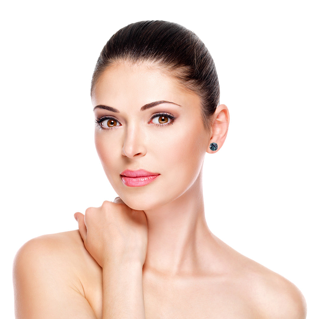24k White Gold Plated 4Ct Created Garnet and Alexandrite 2 Pair Round Stud Earrings