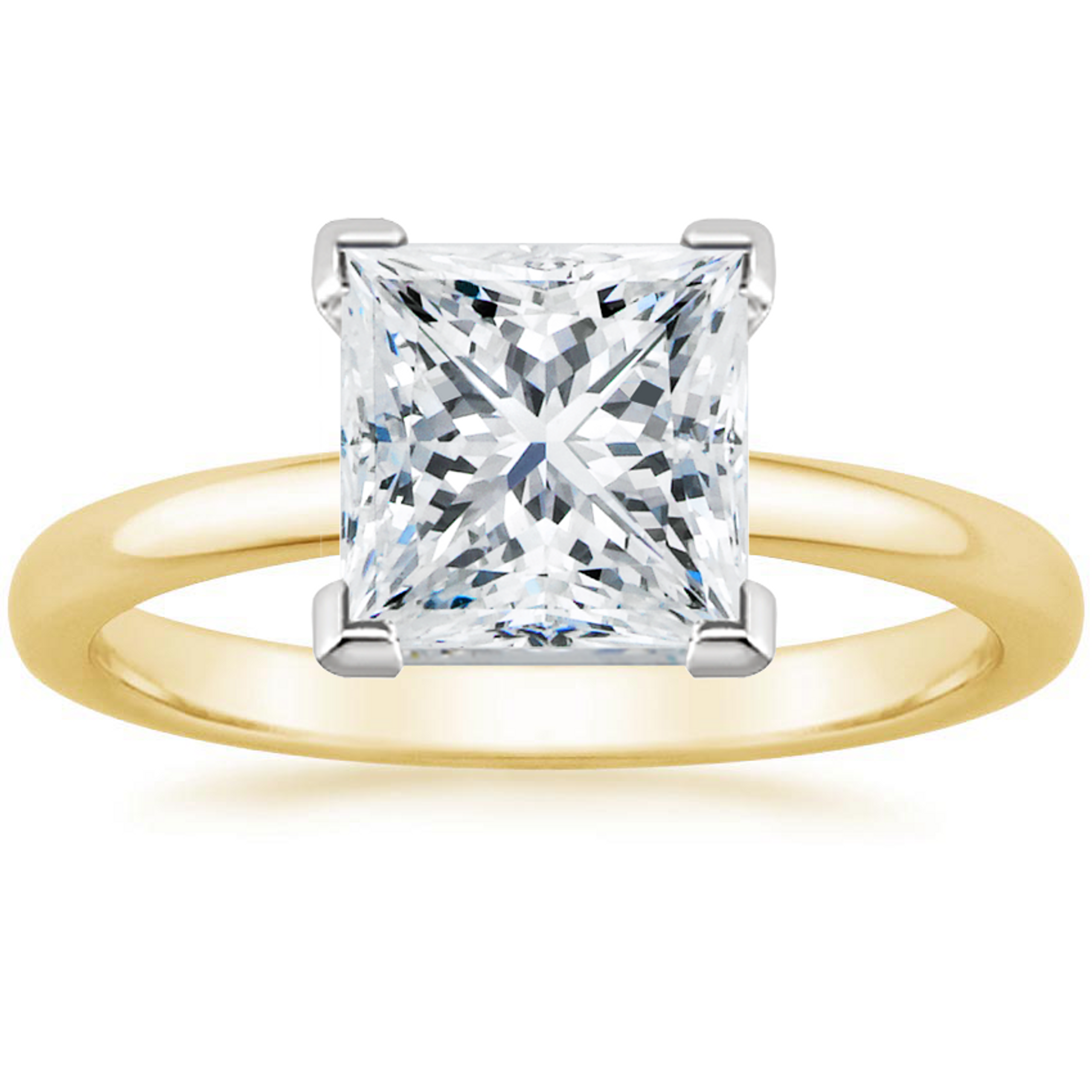 18K Yellow Gold Created White Sapphire Princess 4ct Engagement Wedding Ring Plated