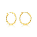 14K Yellow Gold Plain Hoops - 3MM Tube