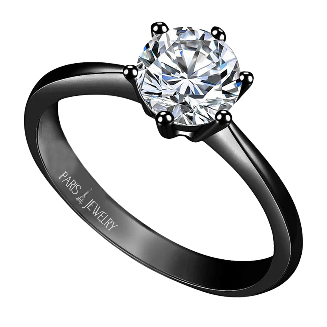 DiamondX 18K Black 2ct Created White Sapphire Round Engagement Wedding Ring Plated Size 12