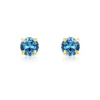 14k Yellow Gold Round Birthstone Stud Earrings - Pushback (All 12 Colors Available)