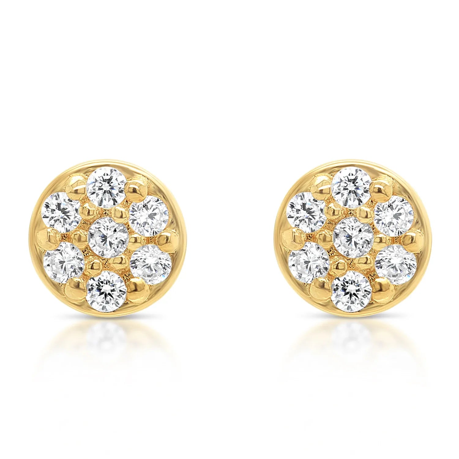 14k Gold Round CZ Stud Earrings
